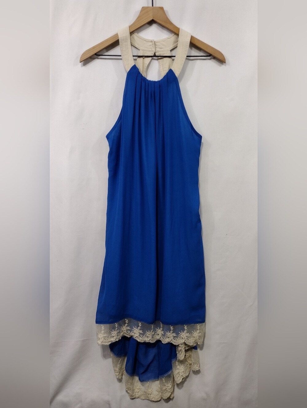Ark & Co. Halter Dress with Lace Trim Womens L Blue Coastal Feminine Romance - Picture 2 of 10